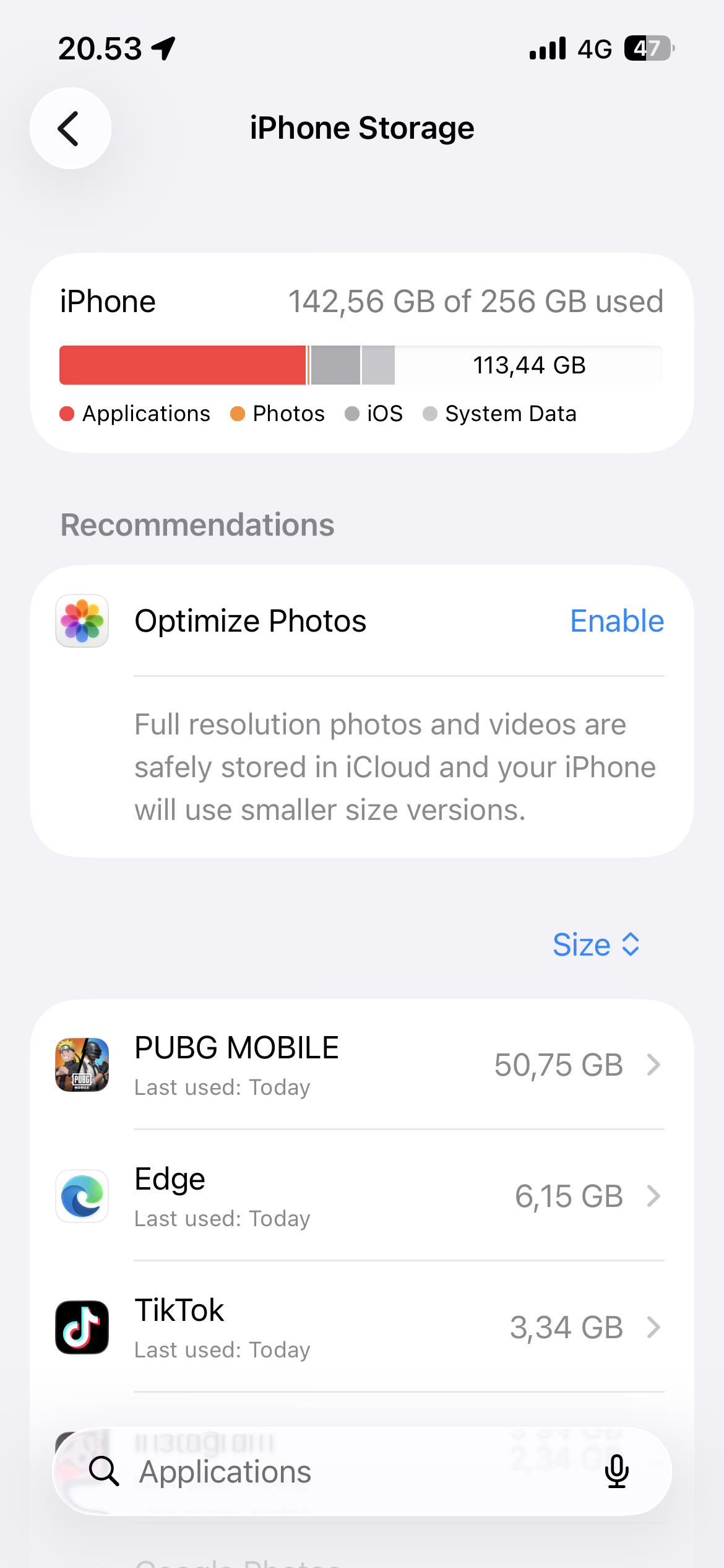Penyimpanan iPhone