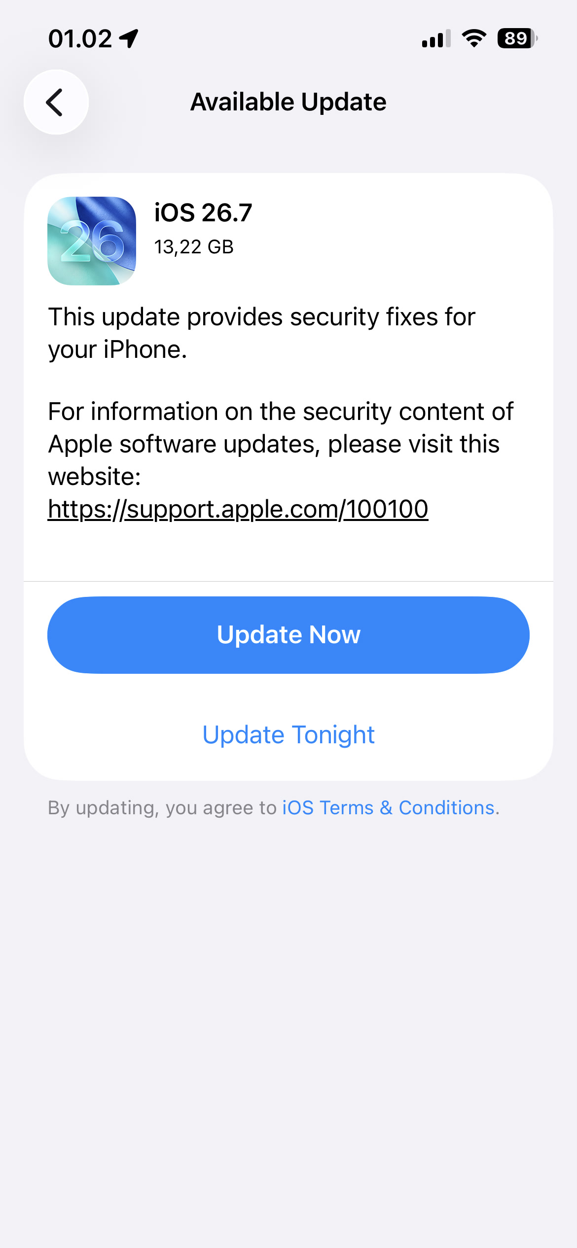 iOS 27 yang masih dilabeli dengan iOS 26.7