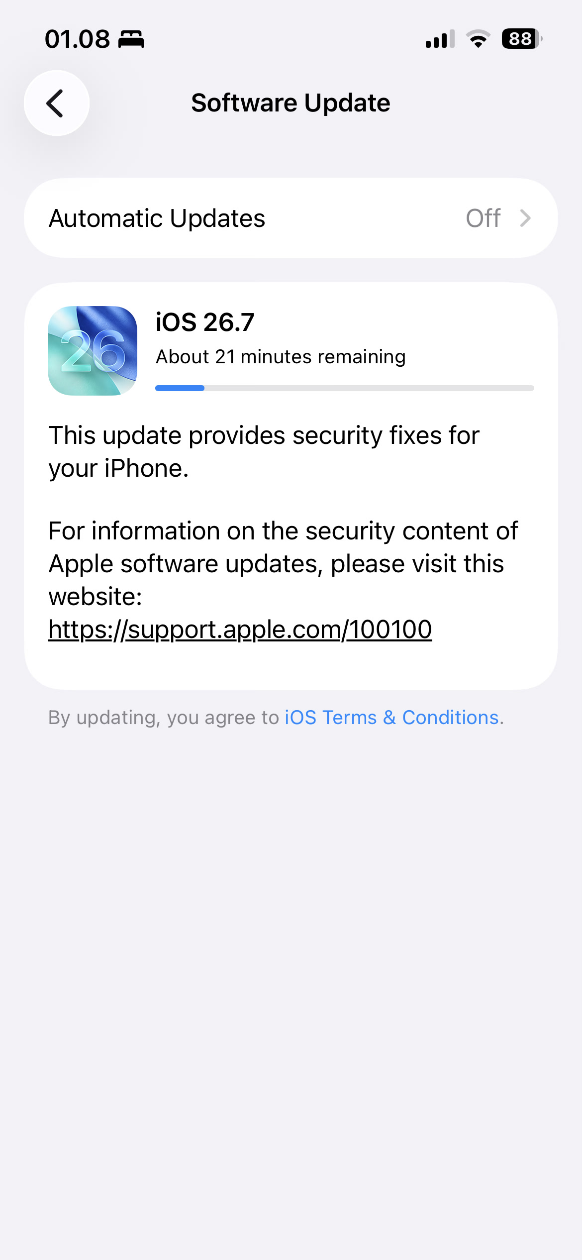 Proses pembaruan iOS 27