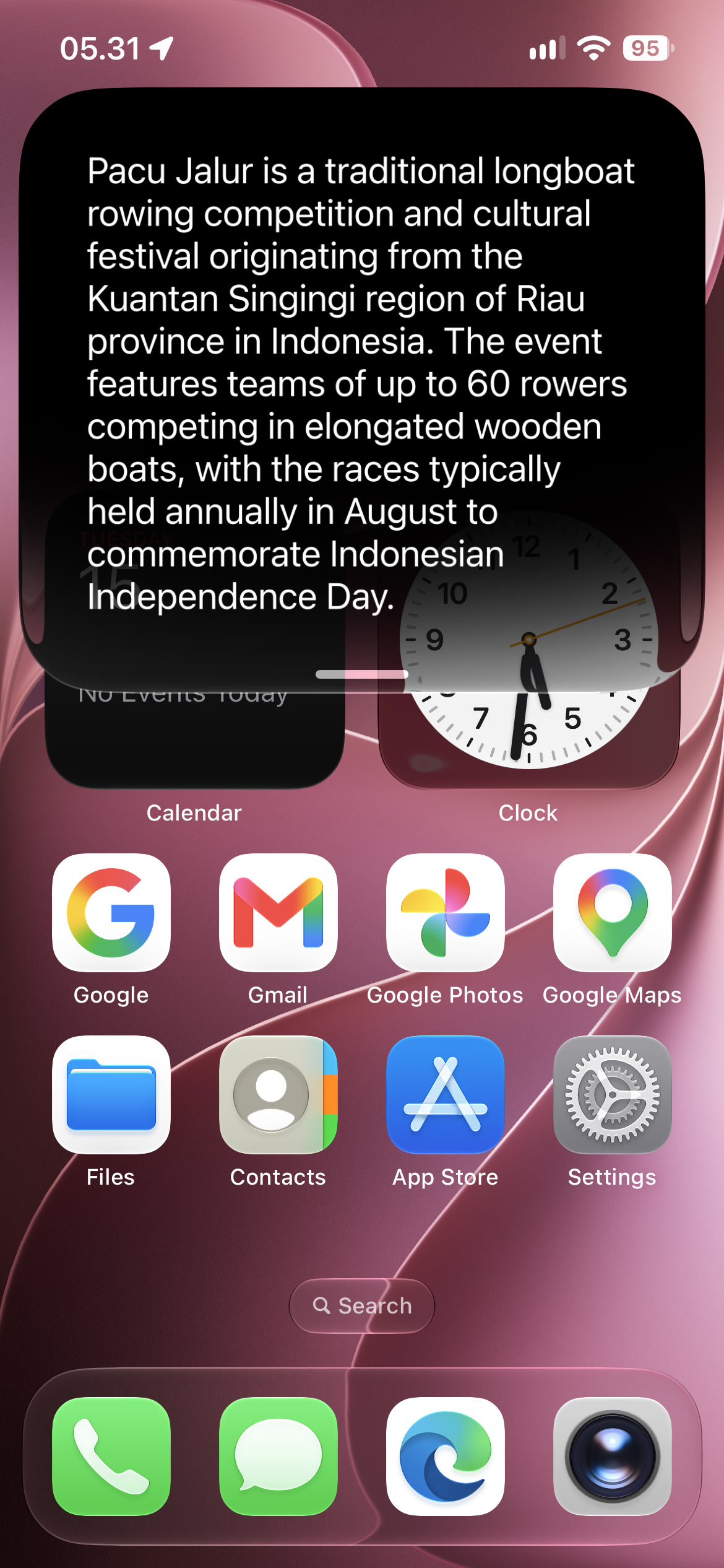 Hasil dari prompt pada Type to Siri