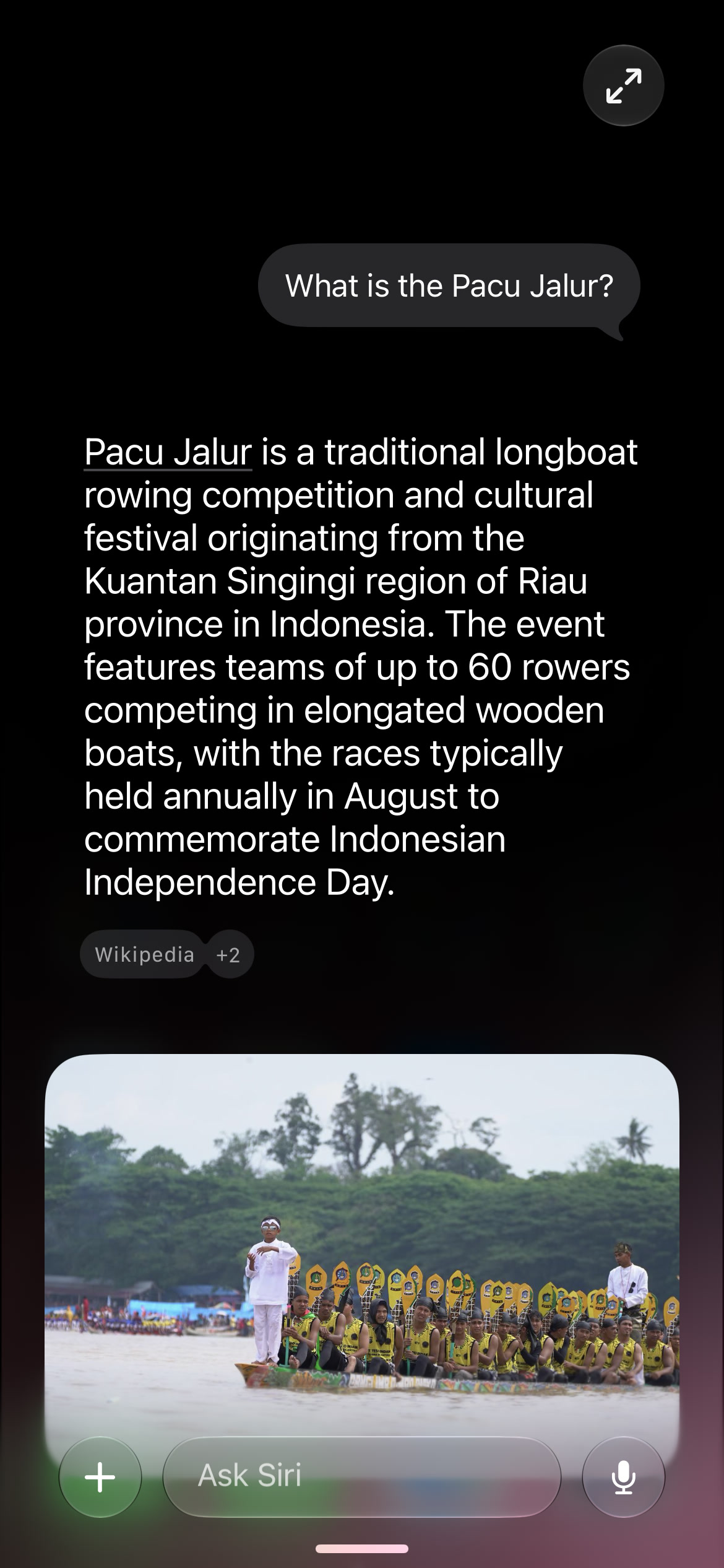 Informasi lengkap dari hasil Type to Siri