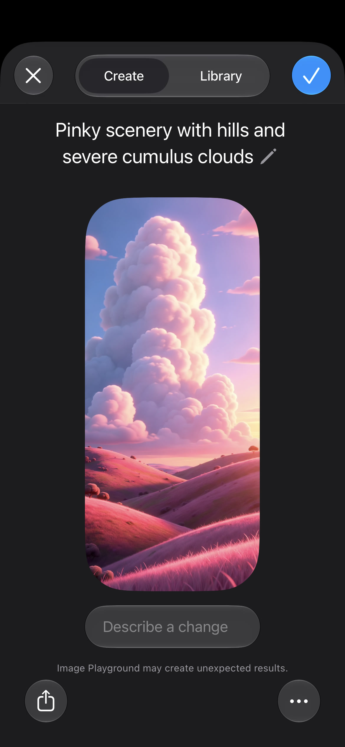 Wallpaper hasil dari kata-kata dengan Image Playground