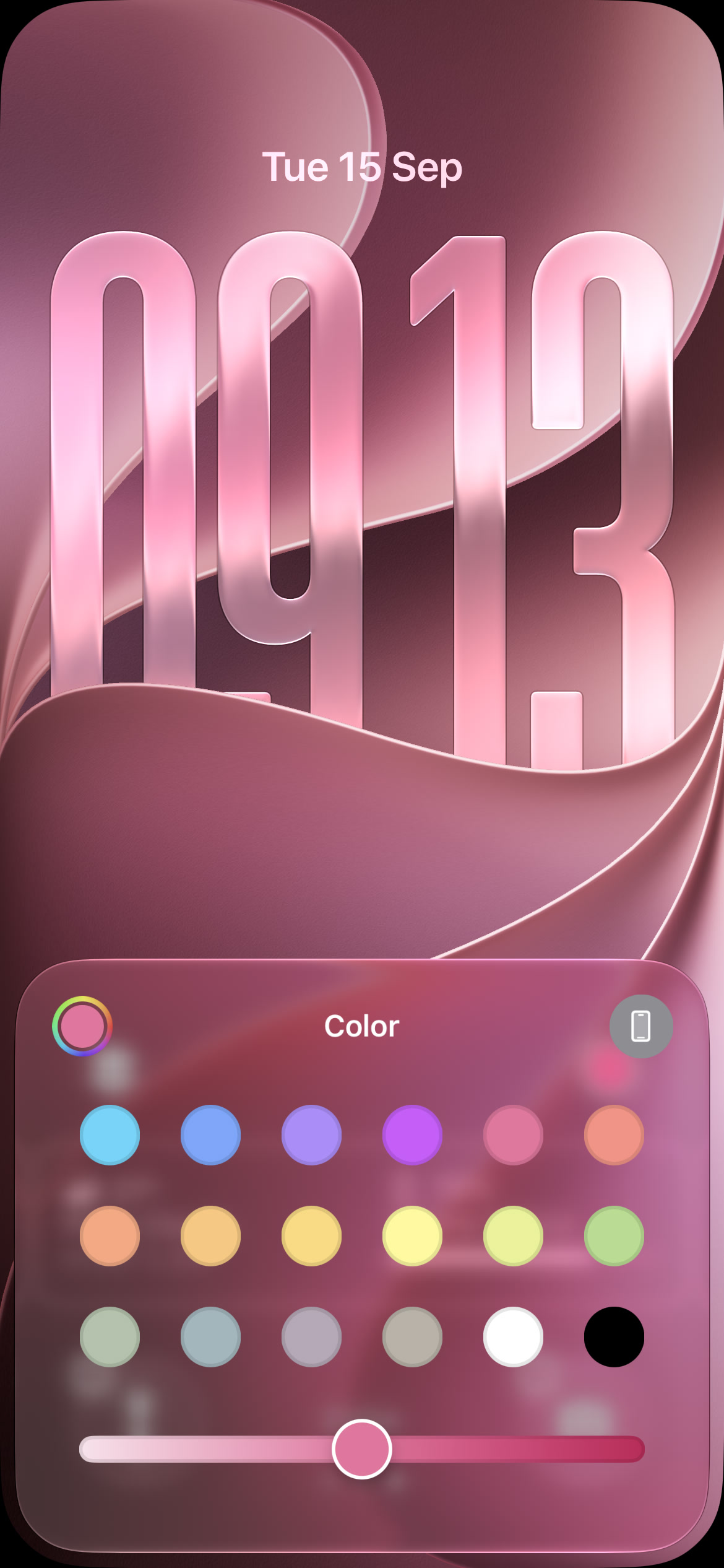 Pengaturan warna pada wallpaper stok iOS 27